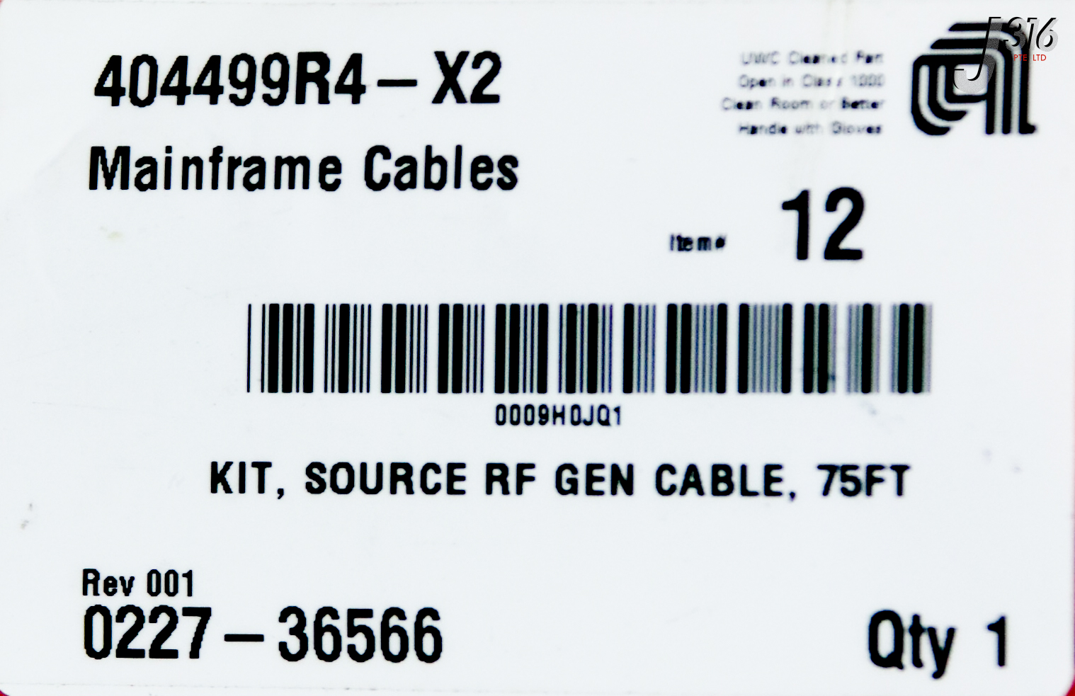 35125 APPLIED MATERIALS KIT, SOURCE RF GEN CABLE, 75FT (NEW) 0227